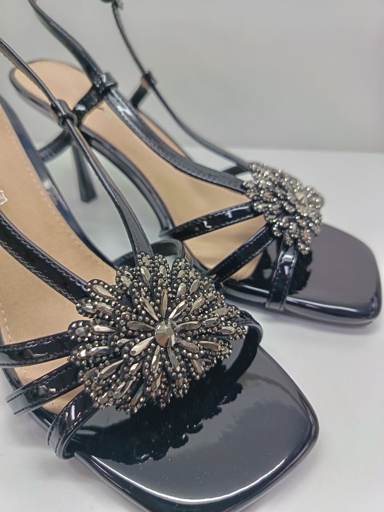 SANDALIA MUJER ELEGANTE CHAROL NEGRO