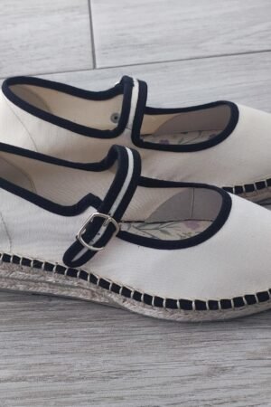 ALPARGATA PLANA MUJER COMBINADA HIELO Y NEGRO