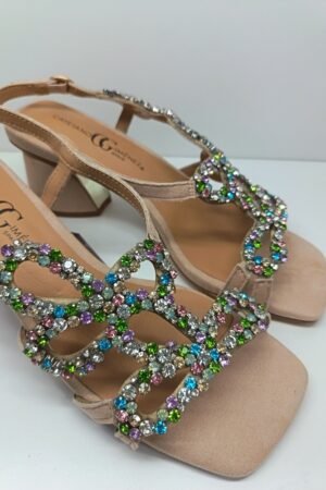 SANDALIA MUJER VESTIR CON PEDRERIA COLORES