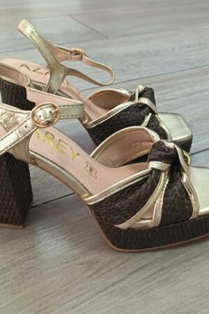 SANDALIA PLATAFORMA COMBINADA MARRON /ORO